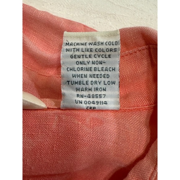 French Laundry Women's‎ Linen Blend Tie Dye Button Front Blouse Coral Size L - Picture 8 of 10